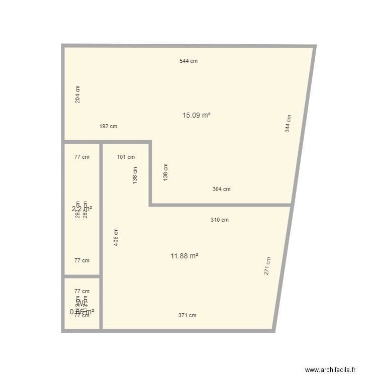 Martin etg 3. Plan de 4 pièces et 30 m2