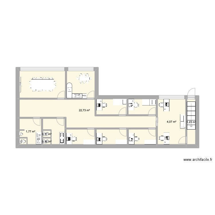 Bureau. Plan de 6 pièces et 30 m2