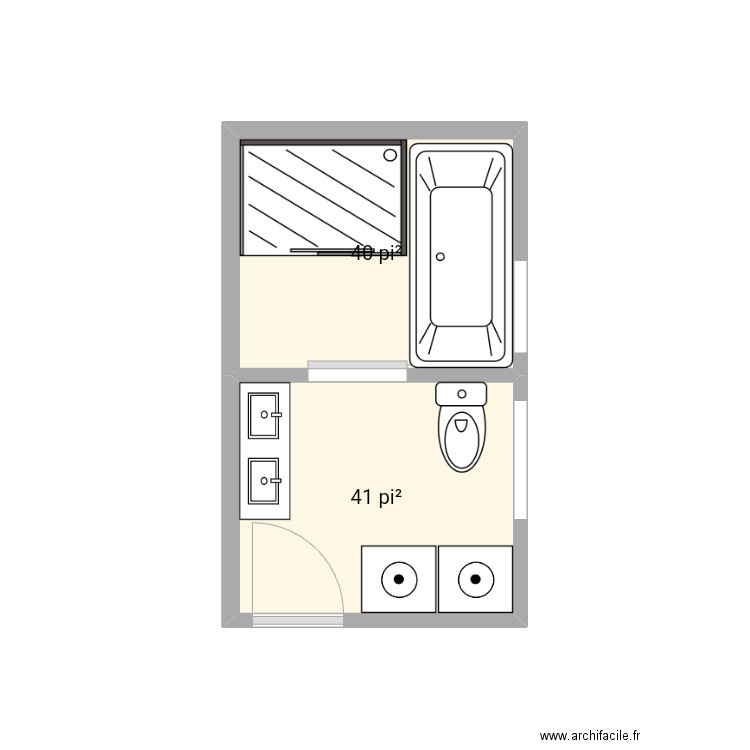 Salle de bain Vincent #3. Plan de 2 pièces et 8 m2