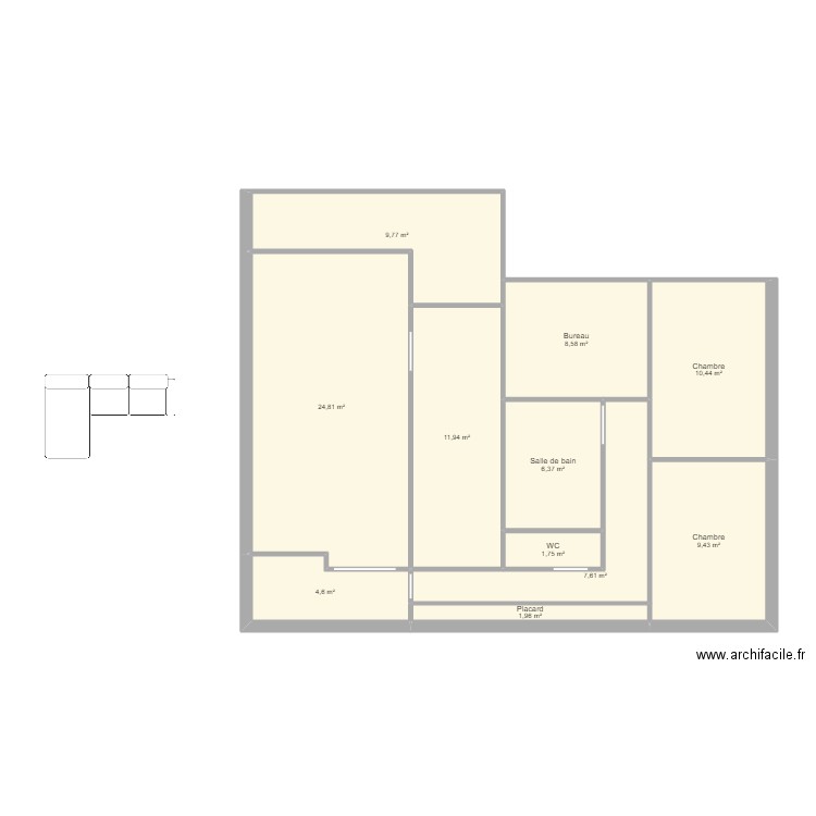 Montigny. Plan de 11 pièces et 97 m2