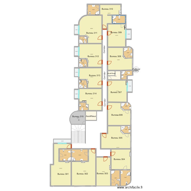 mirador office second floor. Plan de 38 pièces et 446 m2