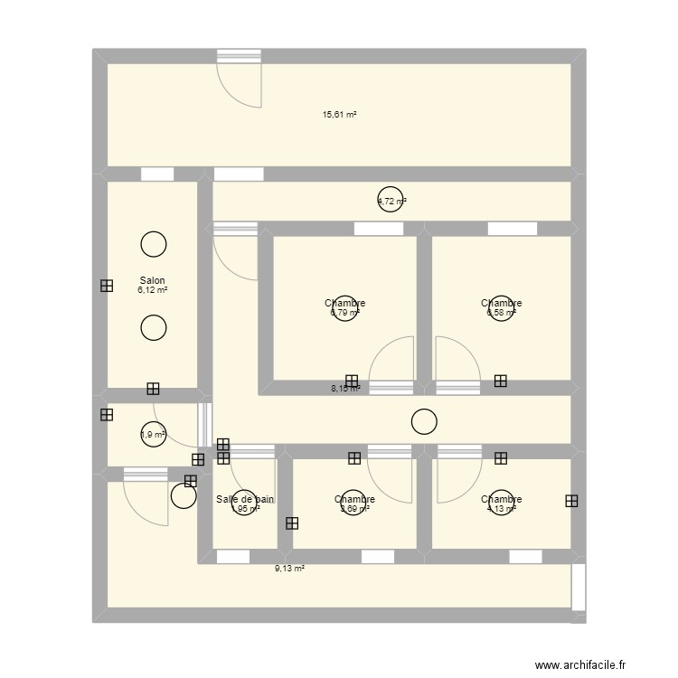 m5 darna. Plan de 11 pièces et 69 m2