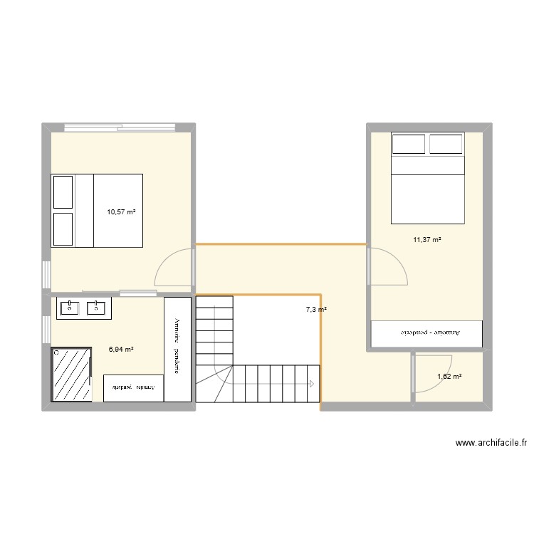 Bacchus ajout passerelle étage. Plan de 5 pièces et 38 m2