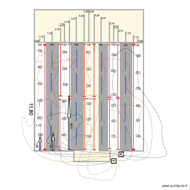 sala arriba 5. Plan de 3 pièces et 182 m2