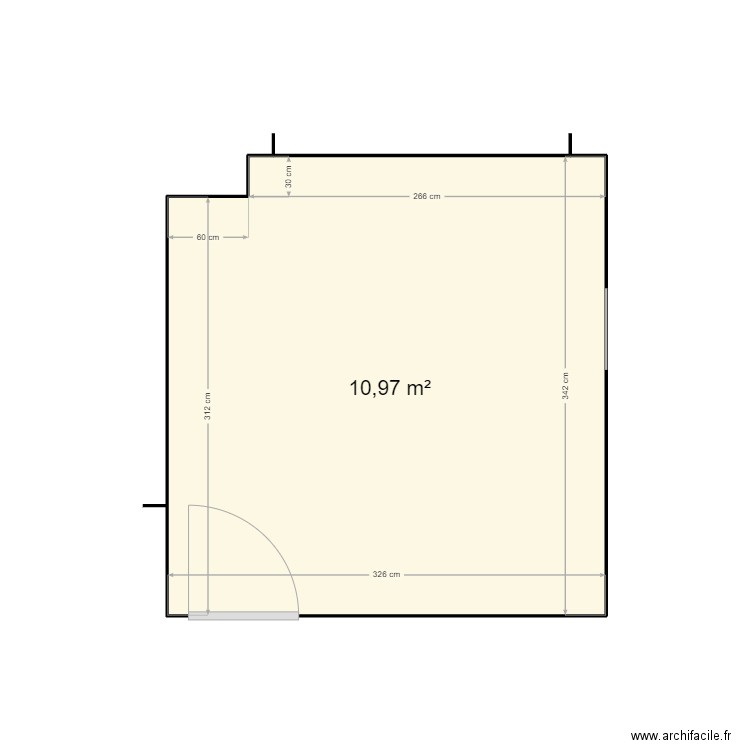 Chambre . Plan de 1 pièce et 11 m2