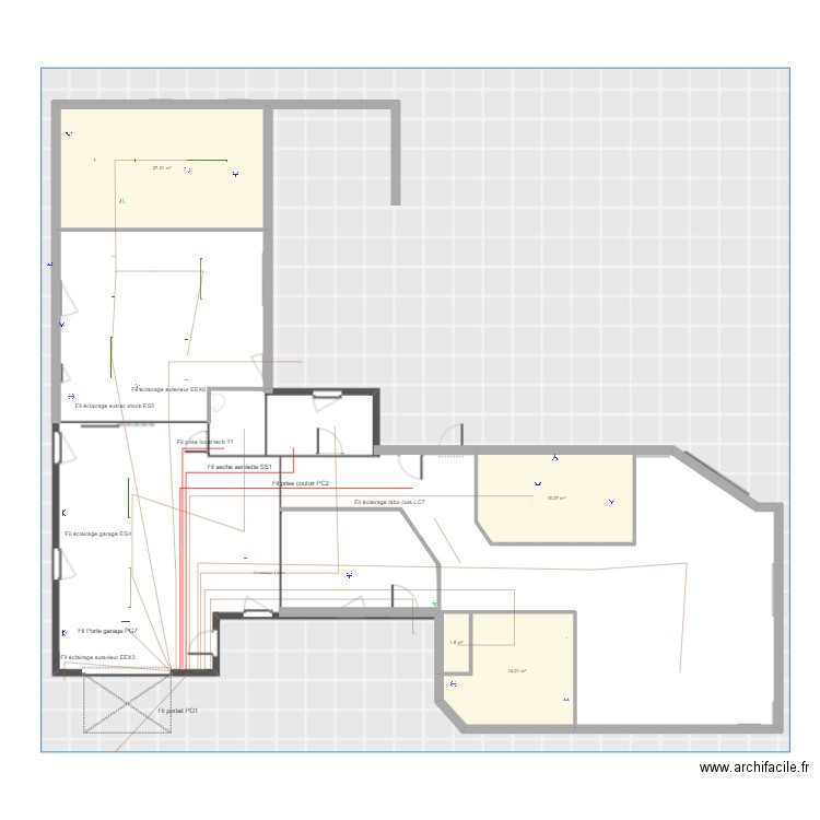 plan miellerie elec plafond. Plan de 4 pièces et 58 m2