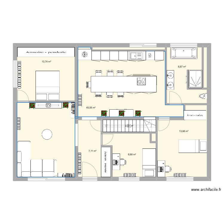 damparis combes. Plan de 10 pièces et 102 m2