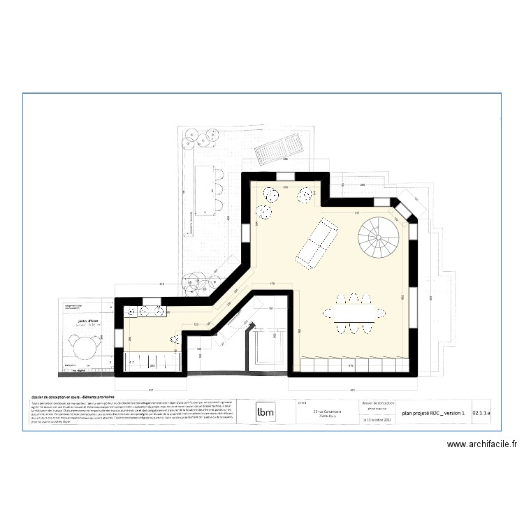 CORTAMBERT RDC2. Plan de 1 pièce et 59 m2