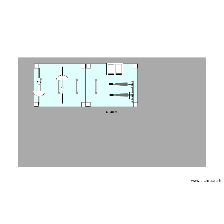 Projet Serena V2. Plan de 1 pièce et 40 m2