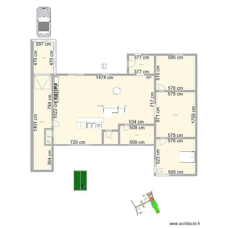 Projet bureau. Plan de 8 pièces et 311 m2