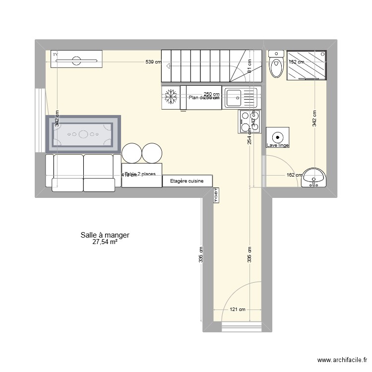 Alforville. Plan de 1 pièce et 28 m2