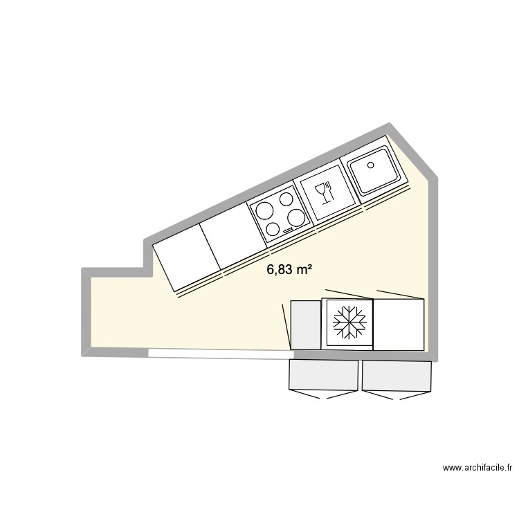 Cuisine saint maur projet 3. Plan de 1 pièce et 7 m2