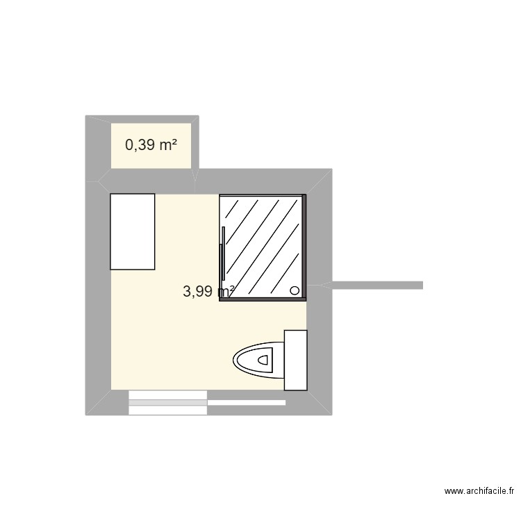 sdb aggrandisment. Plan de 2 pièces et 4 m2