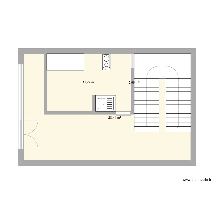 cuisine tob. Plan de 3 pièces et 40 m2