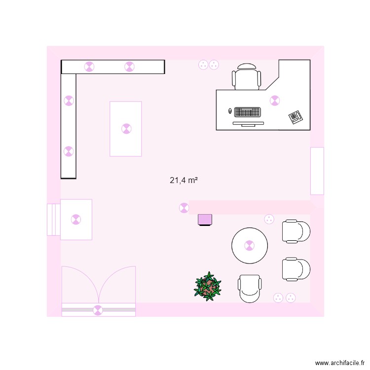 pilotage de l'entreprise aménagement de l'accueil. Plan de 1 pièce et 21 m2