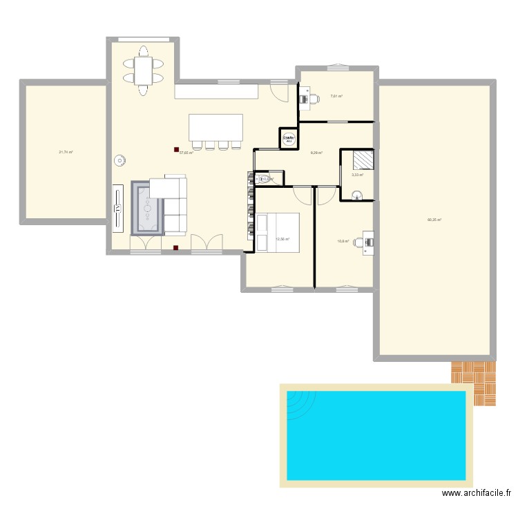 maison valencin. Plan de 10 pièces et 185 m2