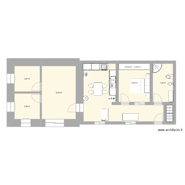 Cardosa. Plan de 7 pièces et 71 m2