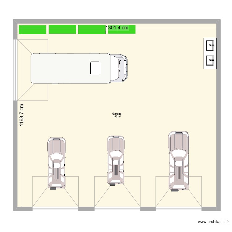 Garage. Plan de 1 pièce et 156 m2