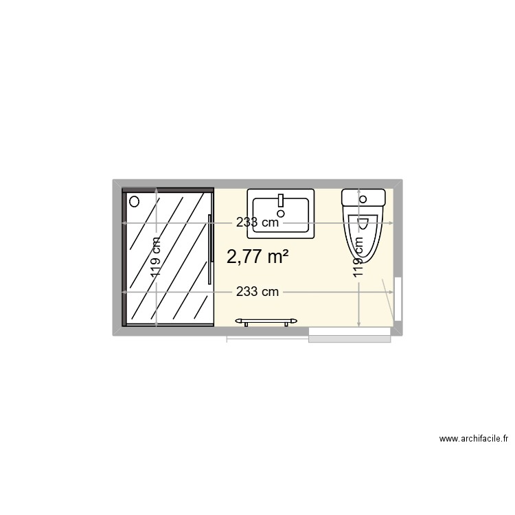 FEY Salle de bain Sous sol. Plan de 1 pièce et 3 m2