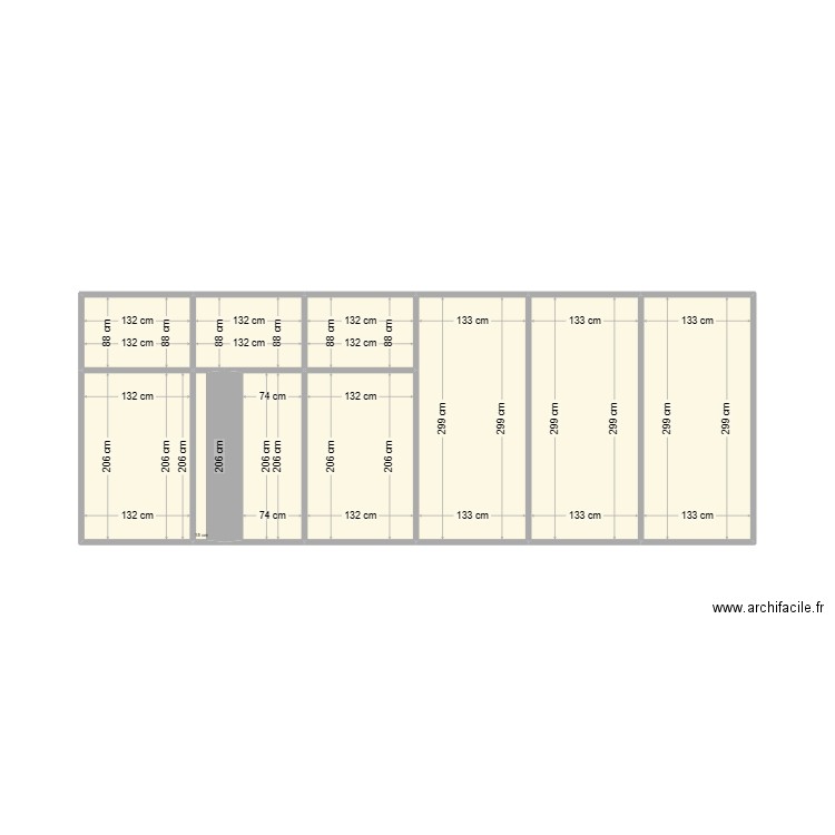 baie vitrée. Plan de 10 pièces et 23 m2