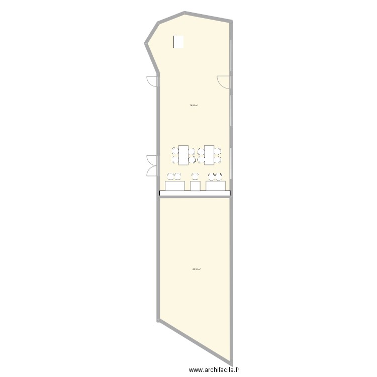 LOC. Plan de 2 pièces et 141 m2