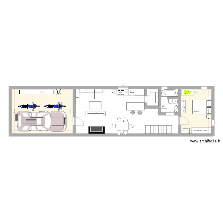 Plan2. Plan de 2 pièces et 40 m2