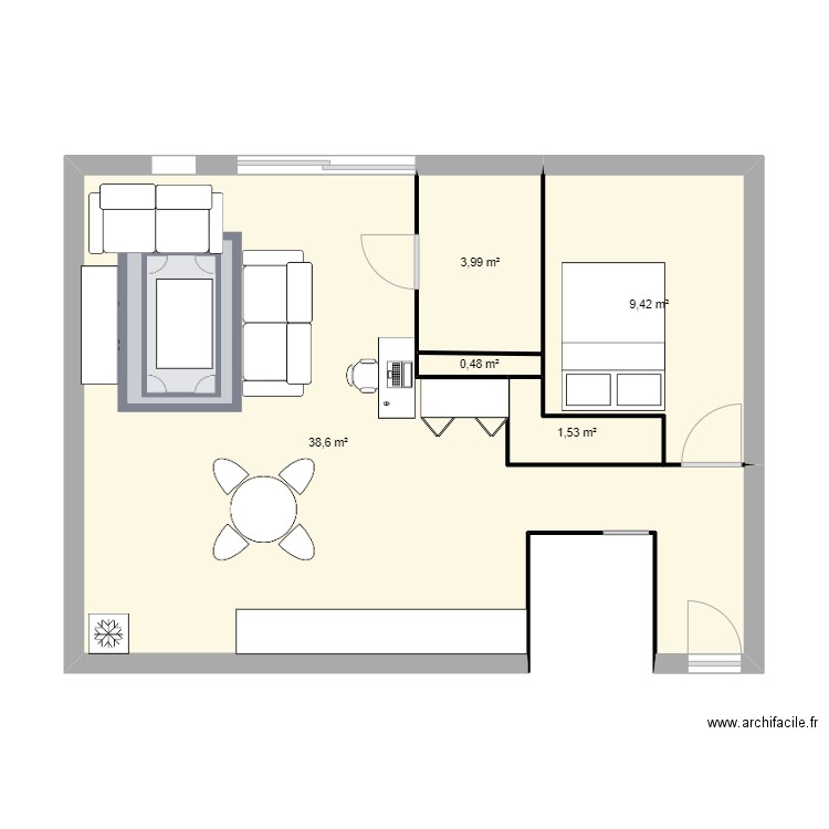 appart vincenne 50. Plan de 5 pièces et 54 m2