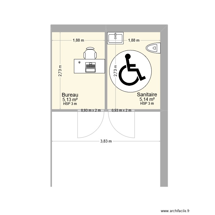 Aménagement Pharmacie Dumont. Plan de 2 pièces et 10 m2