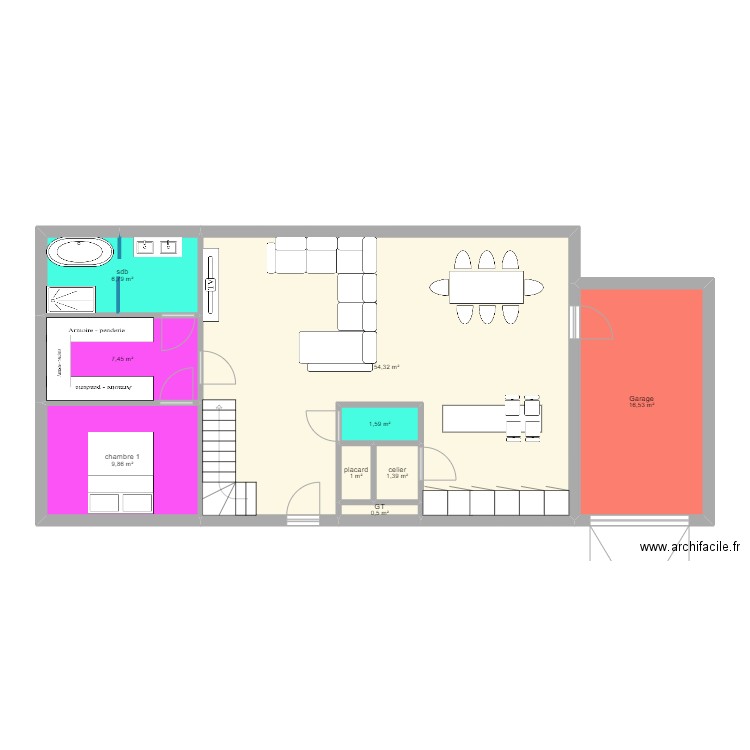 maison AD. Plan de 20 pièces et 163 m2