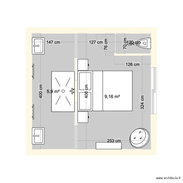 sans permis. Plan de 3 pièces et 16 m2