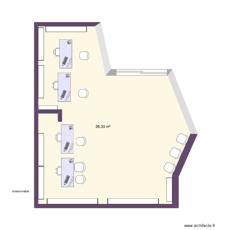 optical district. Plan de 1 pièce et 36 m2