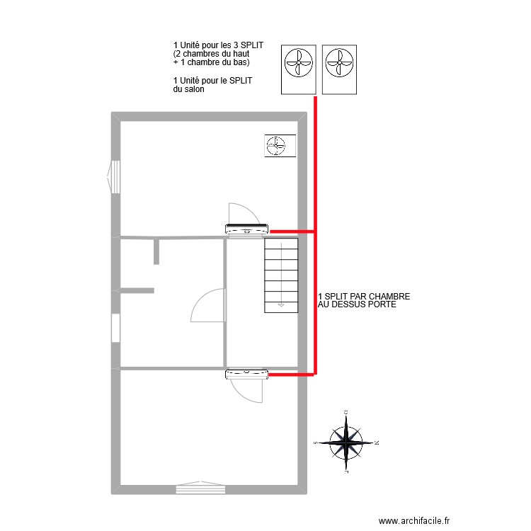 AIR CONDITIONNEE ETAGE. Plan de 2 pièces et 37 m2