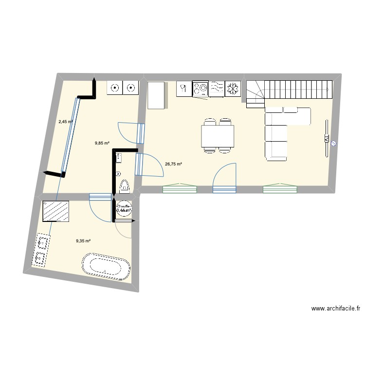 Maison Coleen. Plan de 5 pièces et 49 m2