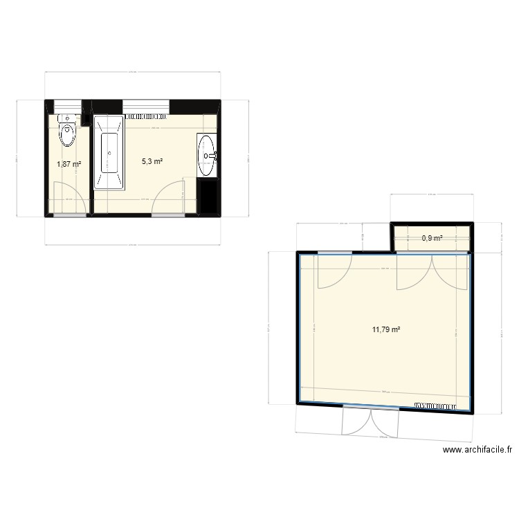 PASCOA existant gabriel. Plan de 6 pièces et 20 m2