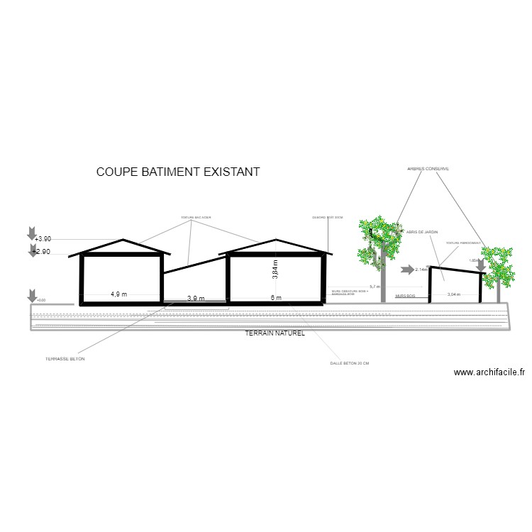 COUPE BADIMENT EXISTANT. Plan de 0 pièce et 0 m2