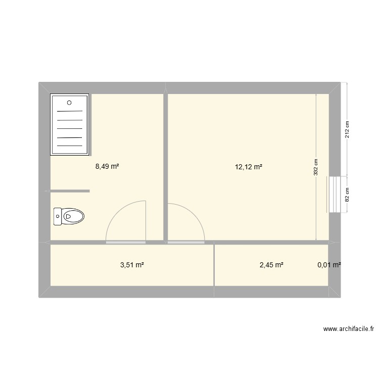 etage. Plan de 5 pièces et 27 m2