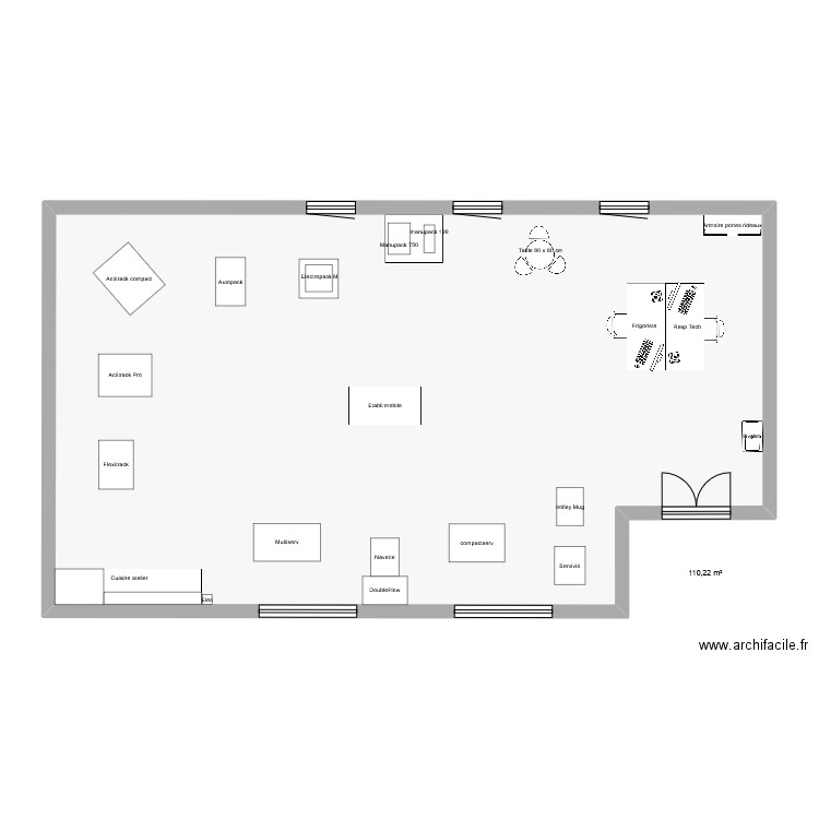 Centre de compétences. Plan de 1 pièce et 110 m2