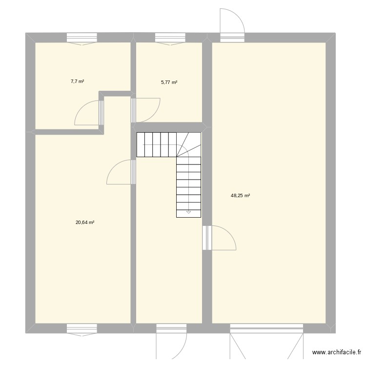 Rongione. Plan de 4 pièces et 82 m2