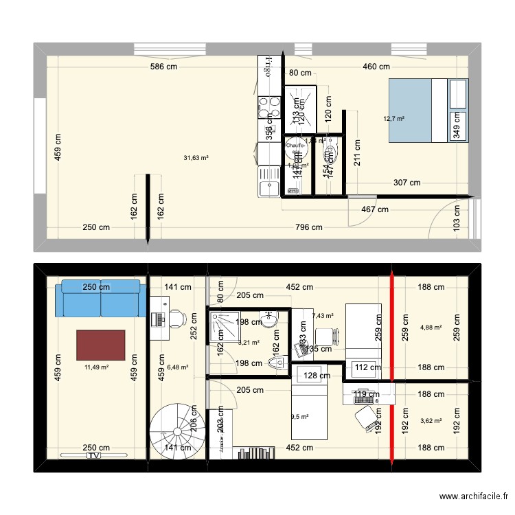 N2/3 ETAGE 1. Plan de 9 pièces et 94 m2