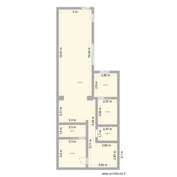 st mich. Plan de 6 pièces et 103 m2