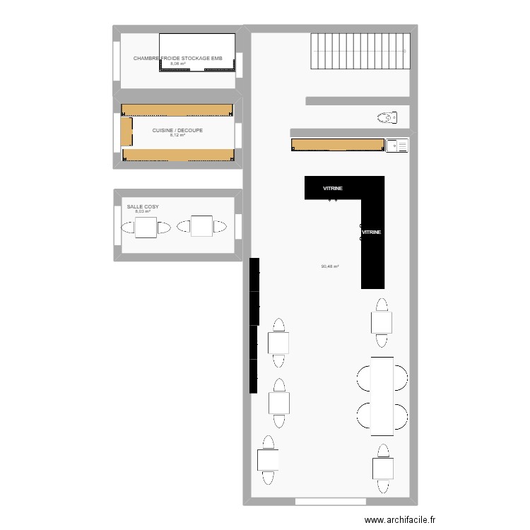 FROMAGERIE BAR A FROMAGE. Plan de 4 pièces et 115 m2