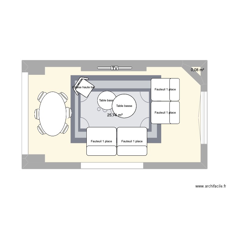 Plan projet salon. Plan de 2 pièces et 26 m2