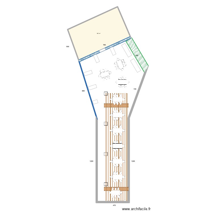 ITXASOA. Plan de 1 pièce et 39 m2