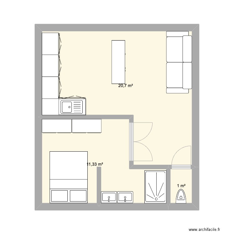 APPART ST CE. Plan de 3 pièces et 33 m2