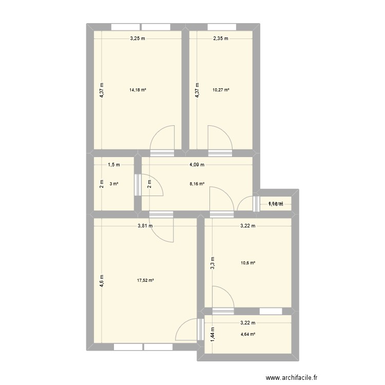 Appart_Dortmund. Plan de 8 pièces et 69 m2