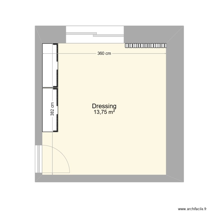 BUREAU DRESSING. Plan de 1 pièce et 14 m2