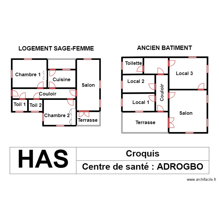 Vue en Plan Adrogbo. Plan de 17 pièces et 112 m2