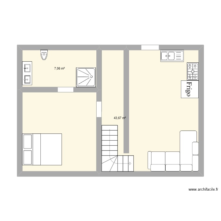 Bruis 3. Plan de 2 pièces et 51 m2