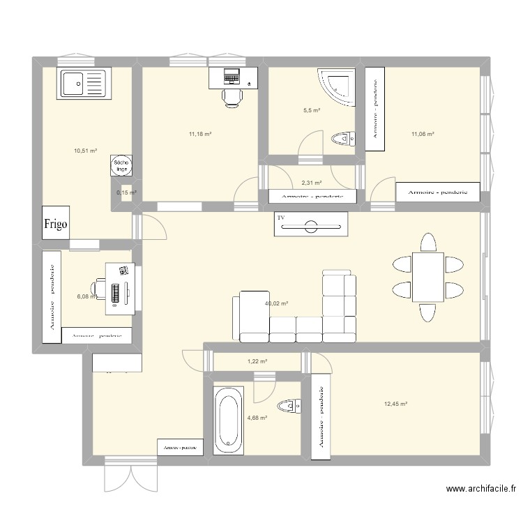 VAUCRESSON. Plan de 11 pièces et 105 m2