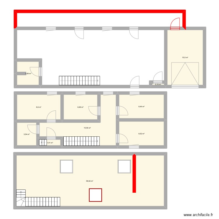 Maison. Plan de 11 pièces et 130 m2